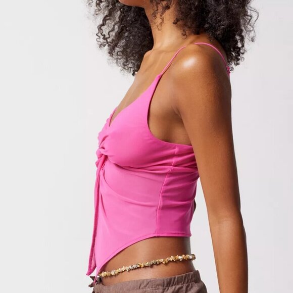 NWT Urban Outfitters Mesh Twist Front Hot Pink Fly Away Cami - Picture 3 of 6